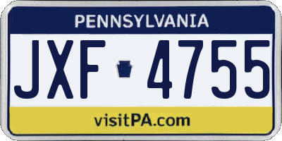 PA license plate JXF4755