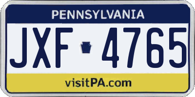 PA license plate JXF4765