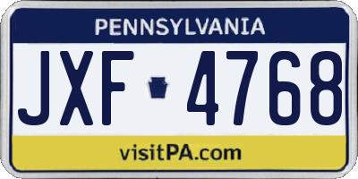 PA license plate JXF4768