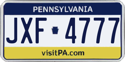 PA license plate JXF4777