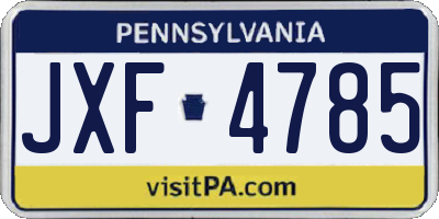 PA license plate JXF4785