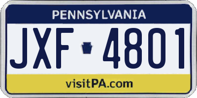 PA license plate JXF4801