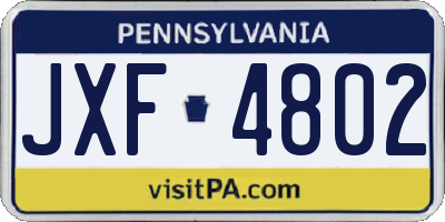 PA license plate JXF4802