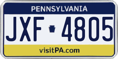 PA license plate JXF4805