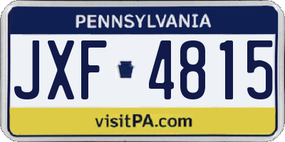 PA license plate JXF4815