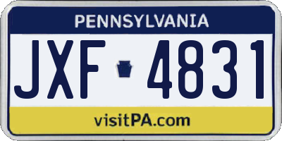 PA license plate JXF4831