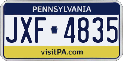 PA license plate JXF4835