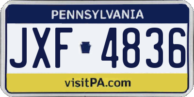 PA license plate JXF4836