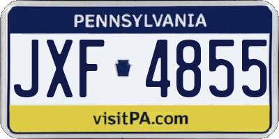 PA license plate JXF4855