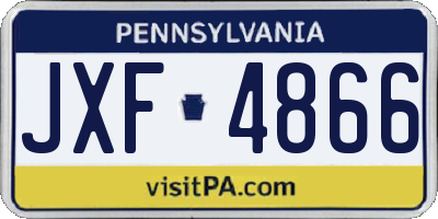 PA license plate JXF4866