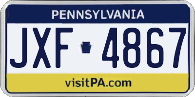 PA license plate JXF4867