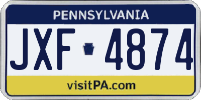 PA license plate JXF4874