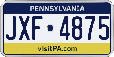 PA license plate JXF4875