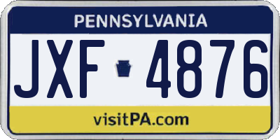 PA license plate JXF4876