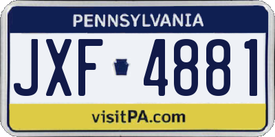 PA license plate JXF4881