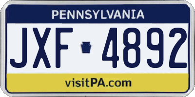 PA license plate JXF4892