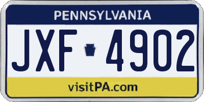 PA license plate JXF4902