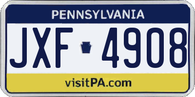 PA license plate JXF4908