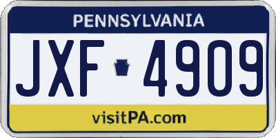 PA license plate JXF4909