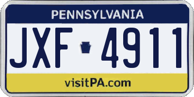 PA license plate JXF4911