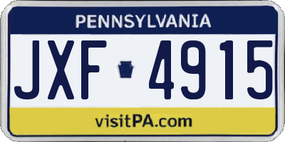 PA license plate JXF4915