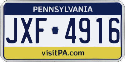 PA license plate JXF4916