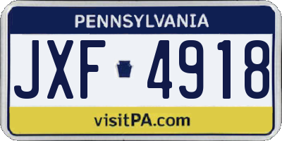 PA license plate JXF4918