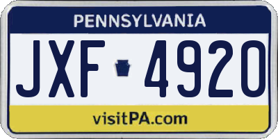 PA license plate JXF4920