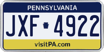 PA license plate JXF4922