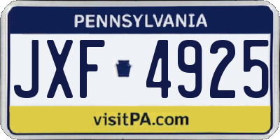PA license plate JXF4925