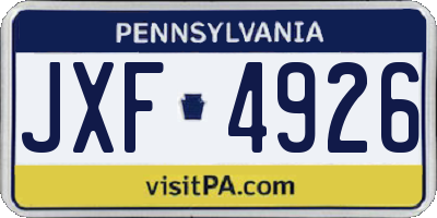 PA license plate JXF4926