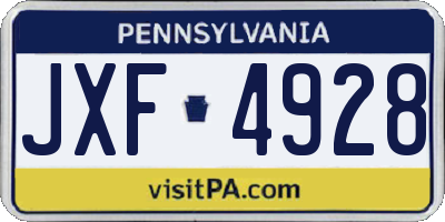 PA license plate JXF4928