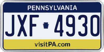 PA license plate JXF4930