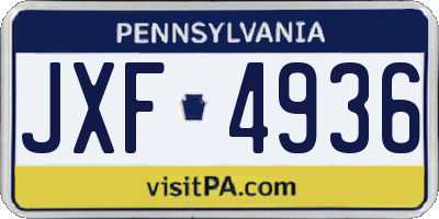 PA license plate JXF4936