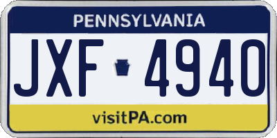 PA license plate JXF4940
