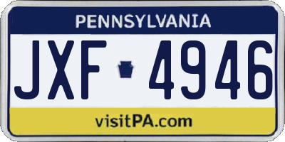 PA license plate JXF4946
