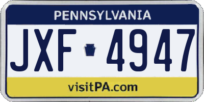 PA license plate JXF4947