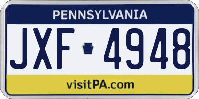 PA license plate JXF4948
