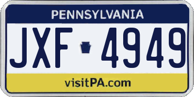 PA license plate JXF4949