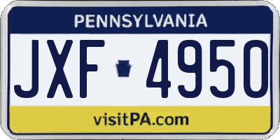 PA license plate JXF4950