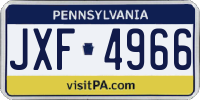 PA license plate JXF4966