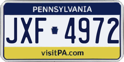 PA license plate JXF4972