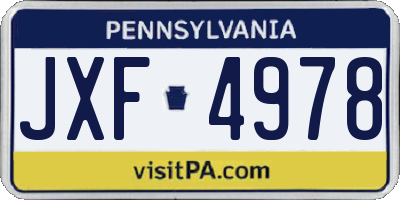 PA license plate JXF4978