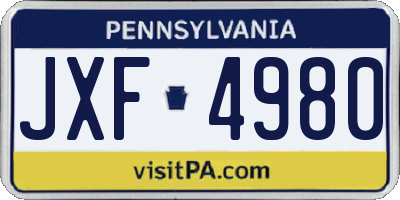 PA license plate JXF4980