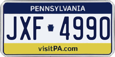 PA license plate JXF4990