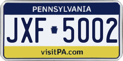 PA license plate JXF5002