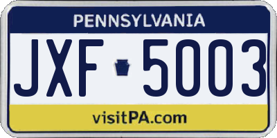 PA license plate JXF5003