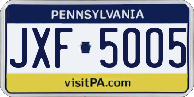 PA license plate JXF5005