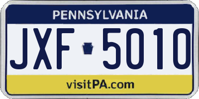 PA license plate JXF5010