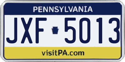 PA license plate JXF5013
